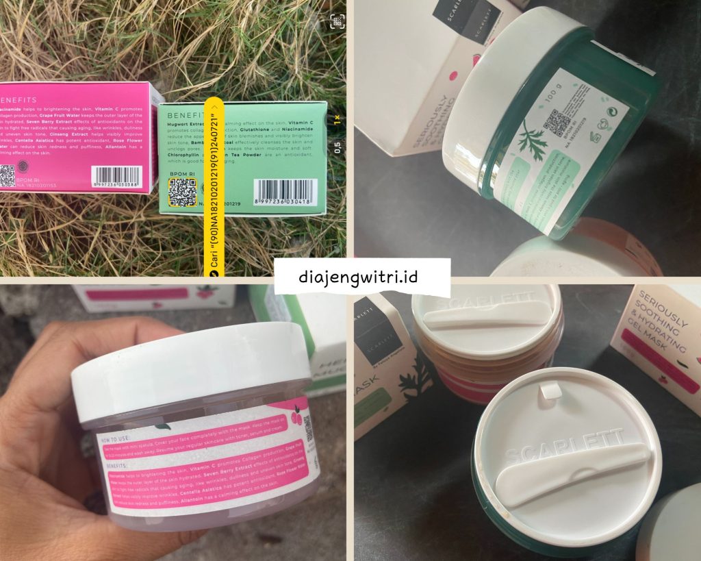 packaging  Scarlett Herbalism Mugwort Mask dan Scarlett Seriously Shooting & Hydrating Gel Mask